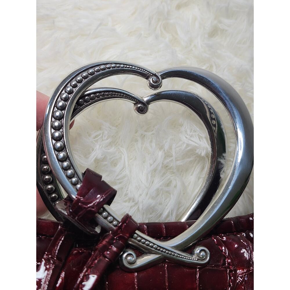 Brighton NWOT Angelina Satchel Burgundy Leather Silver Whimsigoth Heart - Picture 12 of 16